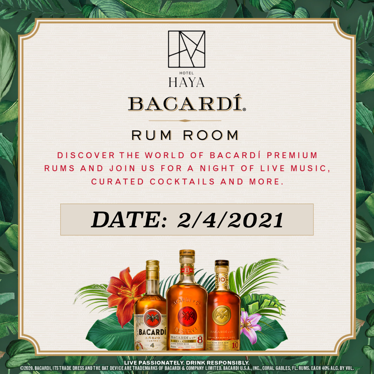 Bacardi Rum Room flyer at our Tampa restaurant & bar