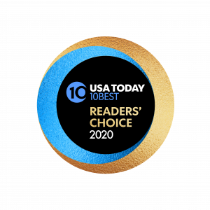 USA Today 10Best Readers' Choice 2020 logo in blue & Gold for Hotel Haya